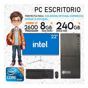 Computadora PC Intel Core i7 2DA GEN RAM 8GB SSD 240GB Monitor 22 FHD