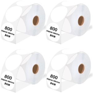 Etiqueta Termica Adhesiva Circular D4cm Pack 4 Rollos