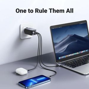 Cargador Ugreen 3 Puertos De Carga Rápida 65w Usb A + 2 Usb C (gris)