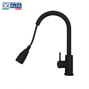 Llave Ganso Retráctil Extraíble Mezcladora Monocomando al MuebleNegro ALF-2090 ALFA