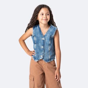 Chaleco Jean Denim Pionier Niña Elisahb