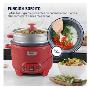 Olla Arrocera Oster 1.8L 3 en 1 Función de Sofrito Vaporera Rojo CKSTRC10DFPNK