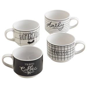 Tazas DECO HOME set x4 B&W Home