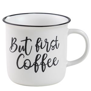 Taza DECO HOME First Coffee B&W Home