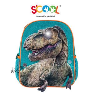 Pack Mochila + Lonchera + Cartuchera Luces Sonido Scool Mg Jurassic