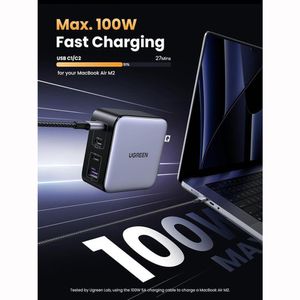 Cargador Ugreen 100W USB-C Nexode 4-Puertos GaN