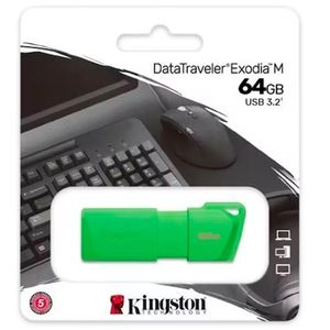 Memoria Flash USB DataTraveler Exodia M, 64GB, USB 3.2 Gen 1 (Tipo-A) Verde Neón