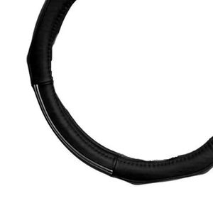 Cubre Volante De Cuero Genuino Negro Filo Cromado