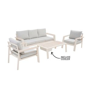 Set de Terraza Tokio Beige: Sofá + 2 Butacas