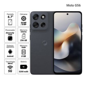 Celular Motorola G56 6.7", 8GB RAM, 256GB, cámara principal 50MP + 8MP, frontal 32MP, azul marino