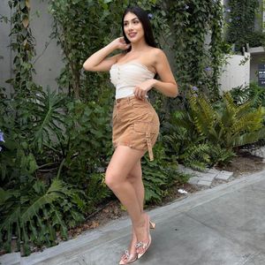 Falda Cargo Tafeta Color Camel