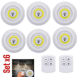 Kit 6 LED Adhesivos con Control Remoto Luz Regulable Cálida y Fría
