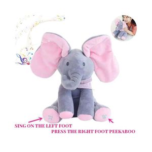Elefante Musical de Peluche con Orejas Rosa que se Mueven