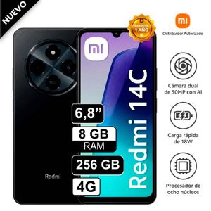 Celular Xiaomi Redmi 14C 8GB 256GB - 50MP Cámara Dual SIM - NEGRO
