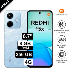 Celular Xiaomi Redmi 13X 4G 256GB 8GB RAM cámara 108MP + 2MP frontal 13MP 67 Azul