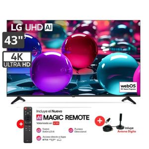 Televisor Smart UHD 43 pulgadas LG AI 4K 43UA7300PSB 2025 + Magic Remote + Antena Digital