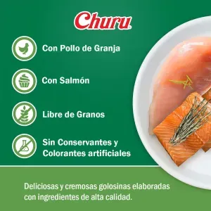 Snack Churu para Perros de Pollo Con Salmón 8 Tubos x20gr