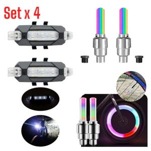 Pack x4 Luces RGB para Bicicleta Ruedas y Parte Trasera