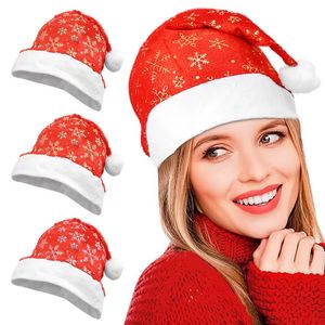 Gorro Navidena Sombrero Rojo con Copo de Nieve Set de 3
