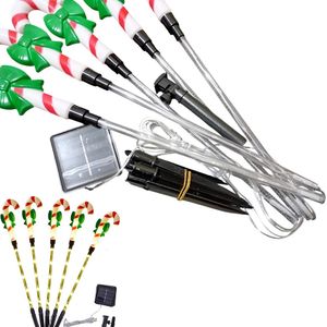Luces Navidenas Estaca Solar Santas Munecos 5Pcs Bastones
