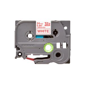 Cinta para etiquetas Brother TZE252 1" (24mm) roja sobre blanca, ideal para impresoras de etiquetas