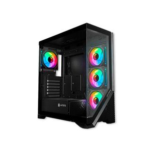 Caja Mid Tower Antryx FX 650 ARGB negra con iluminación LED RGB y gran ventilación, ideal para game
