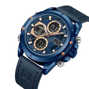 Reloj Naviforce 9225NF Caballero Azul Digital Analógico Cuero