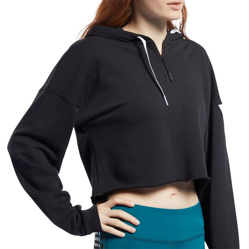 Polera Reebok Mujer Fk6773 Wor Myt 1 4 Zip Hoodie Negro Real Plaza