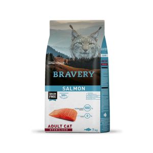 Alimento para Gatos Adultos Esterilizado Bravery Salmón 7 Kg