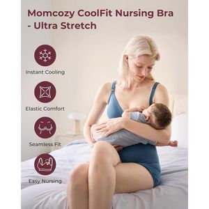 Momcozy brasier de lactancia CoolFit sin costuras | XL - Azul