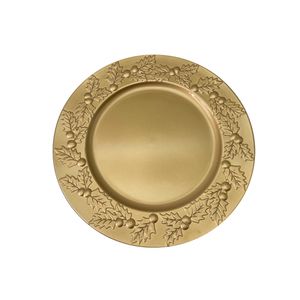 Plato De Sitio Borde Muerdago Dorado 33 cm