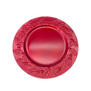 Plato De Sitio Borde Muerdago Rojo 33 cm