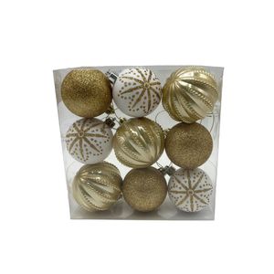 Set X9 Bolas Dorado Blanco 6 cm