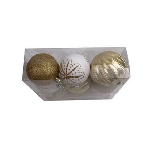 Set X9 Bolas Dorado Blanco 6 cm