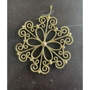 Set X6 Copo De Nieve Flor Dorado 12 cm