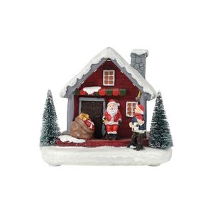 NAVIDAD Adorno de poliresina casa de santa led musical