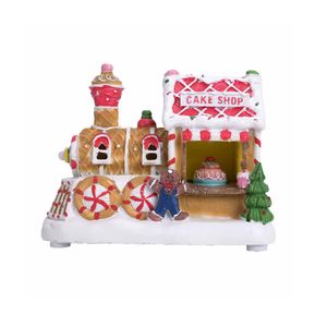 NAVIDAD Adorno tren pasteleria navideña de poliresina led a pilas