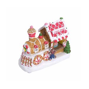 NAVIDAD Adorno tren pasteleria navideña de poliresina led a pilas