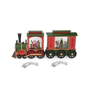 NAVIDAD Adorno tren navideño de dos vagones de plastico a pila