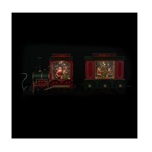 NAVIDAD Adorno tren navideño de dos vagones de plastico a pila