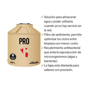 COMBO Tanque de agua Arena Pro 600 litros + Kit de Accesorios + 2 Cartuchos Repuesto Filtro De Sedimentos 5u Agua Vida