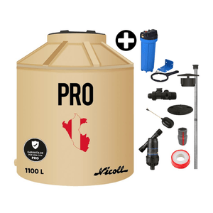 COMBO Tanque de agua Arena Pro 1100 litros + Kit de Accesorios + Portafiltro Sedimentador para Tanque Agua Vida