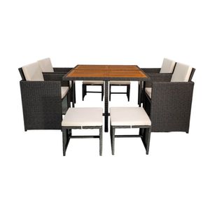 Set de terraza Columbia: 4 Butacas + 4 Poufs + Mesa Orange