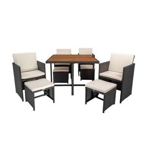 Set de terraza Columbia: 4 Butacas + 4 Poufs + Mesa Orange