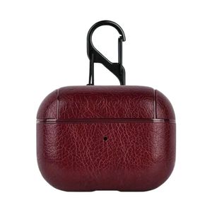Funda de auriculares de cuero sintético vino para Airpods Pro
