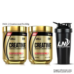 Creatina Level Pro 500 g - Creatina Micronizada Pack x 2 + shaker