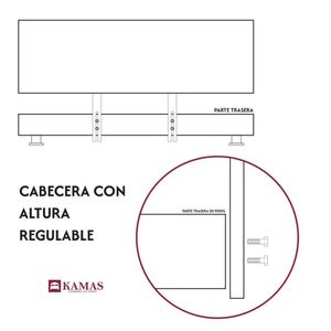 CAMA TARIMA KAMAS KING + CABECERA AÉREA CAPITONEADO - PLOMO