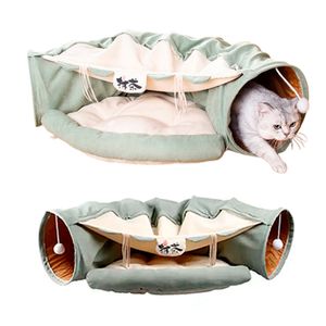 Túnel Cama Y Juego Multifuncional Para Gatos Verde