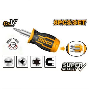 Desarmador Ratchet Rechoncho 8 EN 1 INGCO AKISDS1728