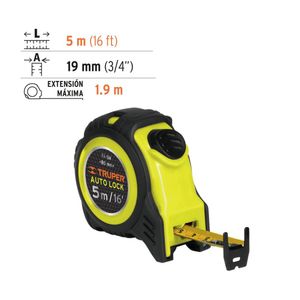 Wincha 5 Metros Auto Lock  Freno Automático TRUPER 10747